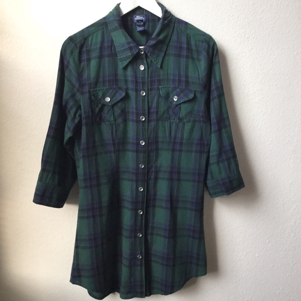 Long Plaid Button Up